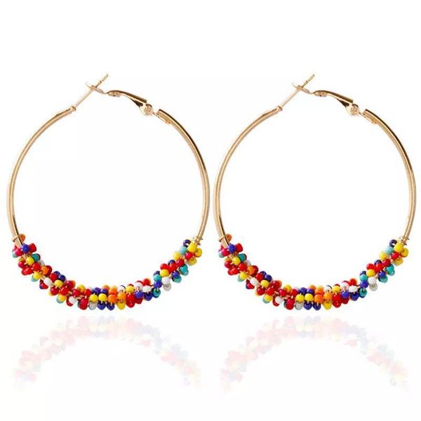 

ins fresh color brife earrings sweet charm earring beads jewelry joker concise temperament, Golden