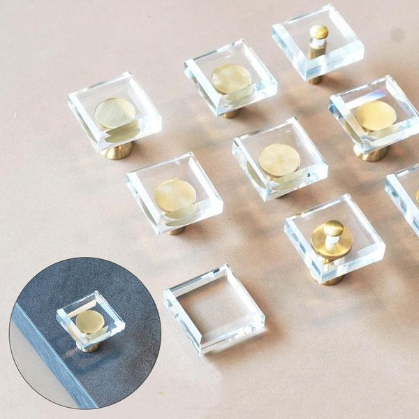 

handles & pulls square crystal glass handle pure copper light luxury single hole drawer cabinet home decoration