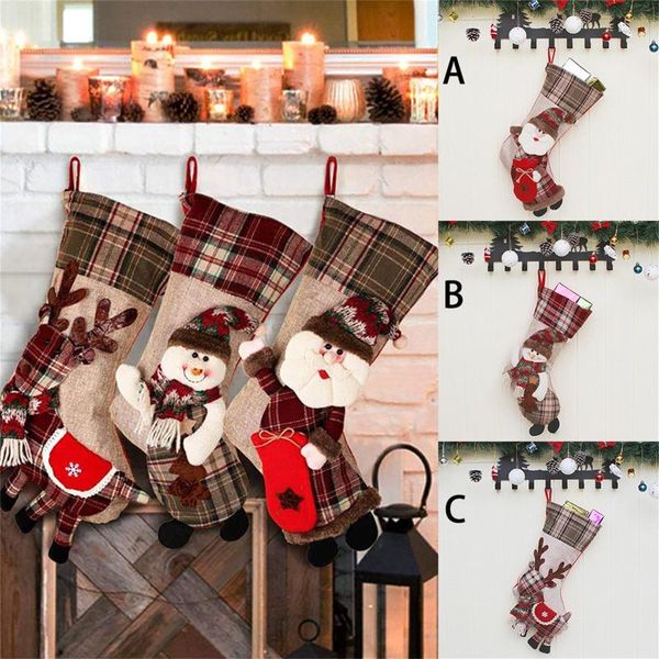 

christmas decorations pendant santa snowman elkpattern elk socks gift bag fireplace tree decoration for children
