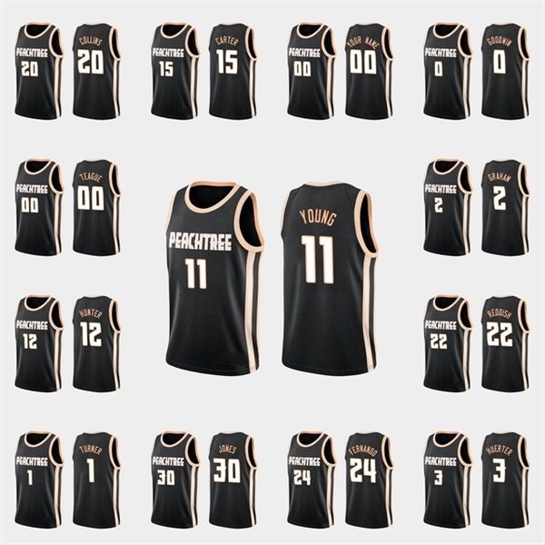 

09atlanta\rhawks\rmen trae young john collins cam reddish vince carter kevin huerter\rnba black custom swingman jersey