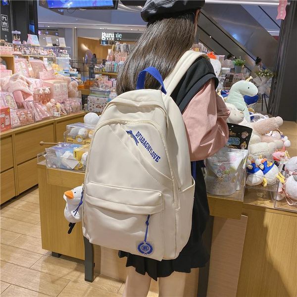 

backpack women kawaii patchwork female large capacity waterproof nylon shoulders school bag preppy mochila bolsa