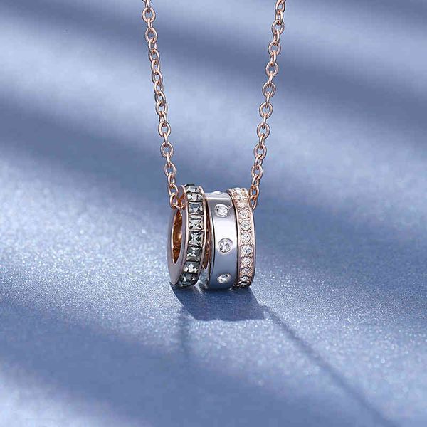 

swarovski element interlocking necklace female shi family smart crystal pendant clavicle chain, Silver