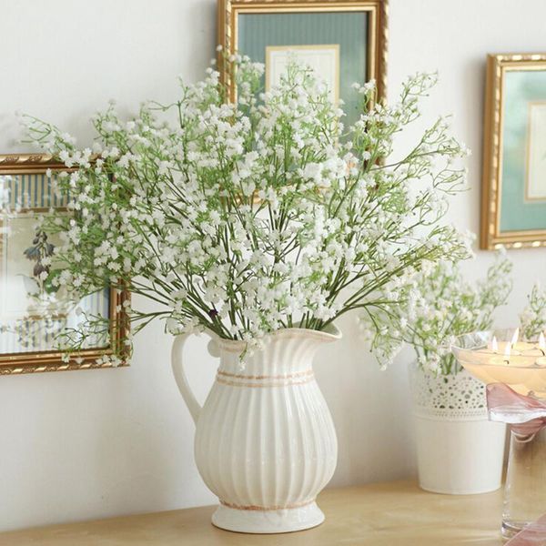 

decorative flowers & wreaths one or 5pieces white babies breath artificial fake gypsophila diy floral bouquets arrangement wedding home deco
