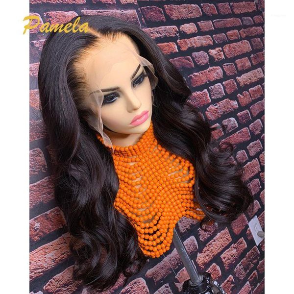 

transparent body wave wig 13x6 lace front wigs human hair pre plucked with baby hd for women1, Black;brown