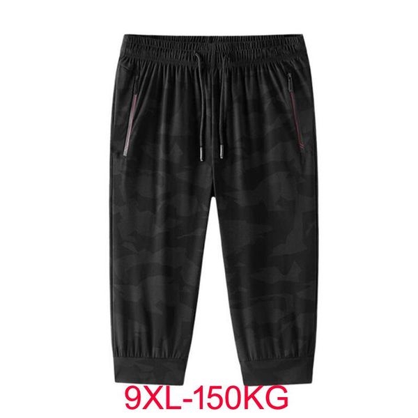 

men's pants summer casual trend loose shorts ice silk black men 150kg