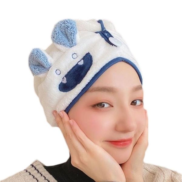 

towel cartoon hair wrap twist super absorbent quick drying turban cap cute animal embroidery 3d ears bath shower hat