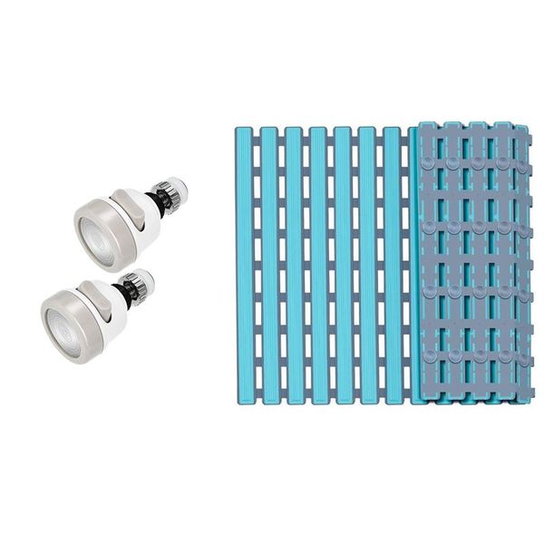 

bath mats non slip mat with suction cups, (16x25inch) (blue) 2 pack kitchen water spray saving faucet