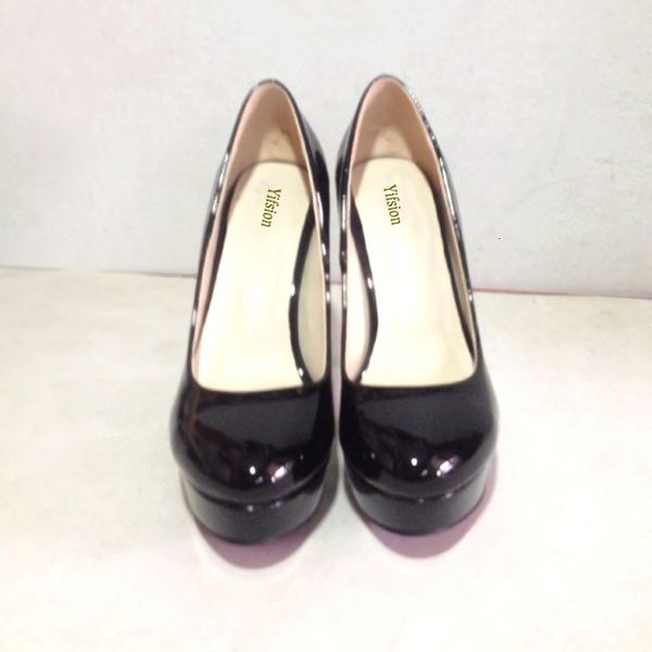 

sandals ol fashionable female platform patent bombs high heels round toe pumps office shoes plus me size 4-15 o8b0, Black