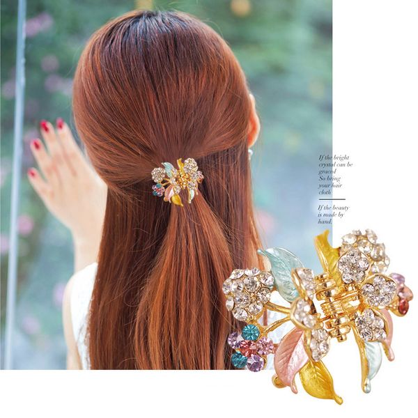 

factory wholesale women's hair accessories small grab clip color painted leaves girl banger fashion headdress drop oil hairpin hea/rtsc