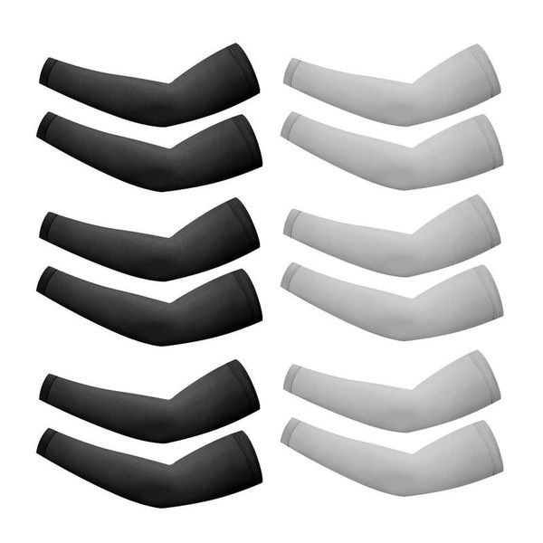 

elbow & knee pads 6 pairs cooling arm sleeves cover outdoor men cool for hide tattoos cycling running uv sun protection #t2p, Black;gray