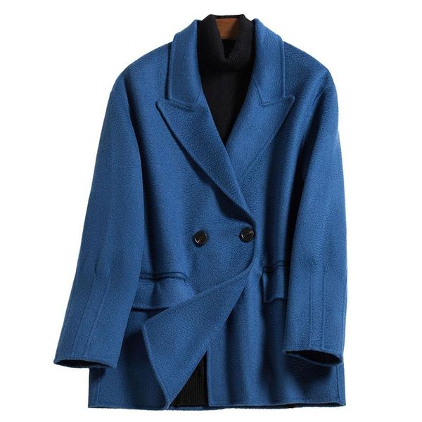 

women's wool & blends real jackets thick warm winter coat elegant office lady outerwear arrival clothing female s8760, Black