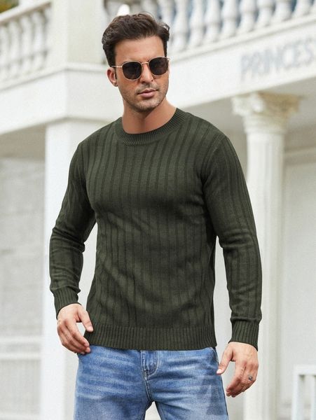 

men rib knit solid sweater 21za#, White;black