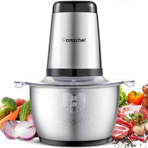 

meat grinders amzchef 2 speeds 300w stainless steel 1.8l capacity electric chopper grinder mincer food processor slicer