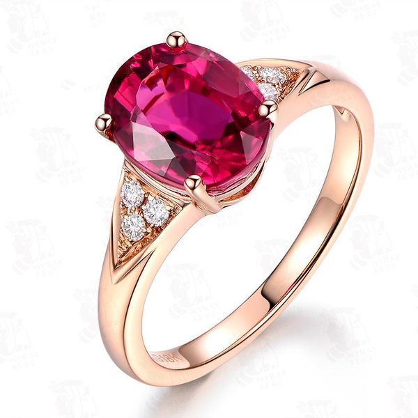 

rose gold engagement ring for women, rubellite gemstone oval ring, pure s925 diamond, fine jewelry wedding rings, Slivery;golden