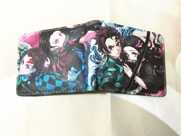 

wallets demon slayer men faux leather wallet coin purse id/ holder, Red;black