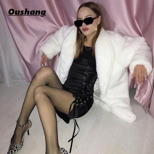 

women's fur & faux autumn winter women coat plus size covered button furry coats long loose soft overcoat 2m32, Black