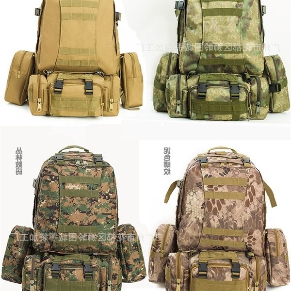 

55l multifunctional combined backpack tactical mountaineering bag riding sports outdoor double shoulder field waterproof backpack