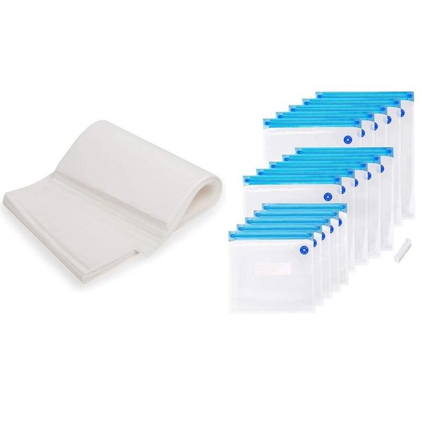 

storage bags 1set reusable sealed with sealing 2 clips & 330 pcs silicone oil paper baking tray non-stick