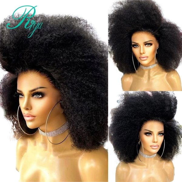 

pixie short bob cut afro kinky invisible lace front human hair wigs for bla women preplued remy brazilian closure wig, Black