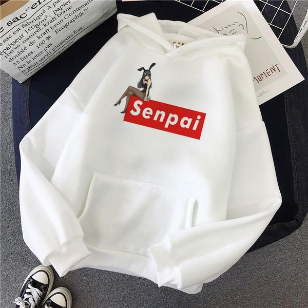 

men's hoodies & sweatshirts sakurajima mai print male anime harajuku aesthetic 90s sweatshirt ulzzang casual hoody mens streetwear pu, Black