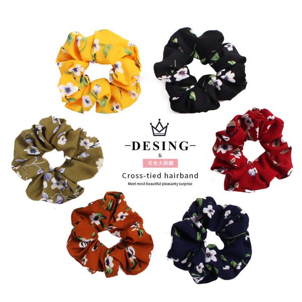 

hairpin qiyue floral pattern paris pearl large hair women's pig intestine circle c110, Golden;silver