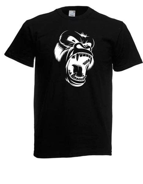 

mens t-shirt  gorilla face sihoutte monkey jungle  size up to 5xl, White;black