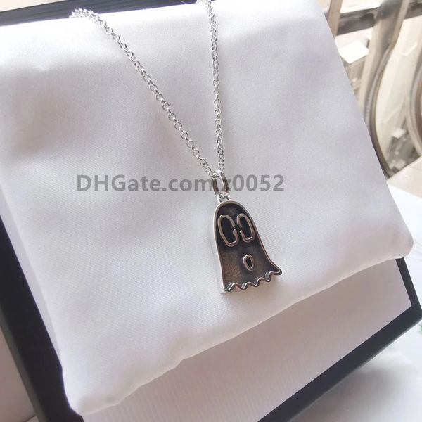 

2021 vintage 925 sterling sliver women men skeleton necklace streetwear ghost chain pendant choker designer jewelry pandora ff, Silver