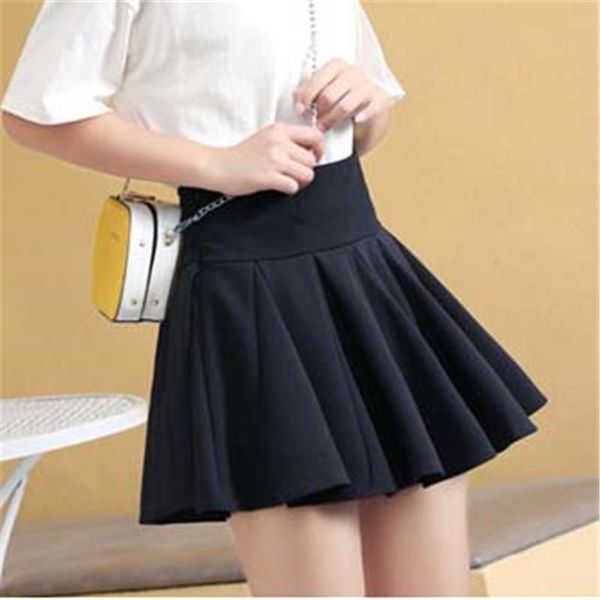 

skirts 2021 mini skirt mujer faldas woman womens saias mulher femme jupes solid color high waist elasticity japanese all-match, Black