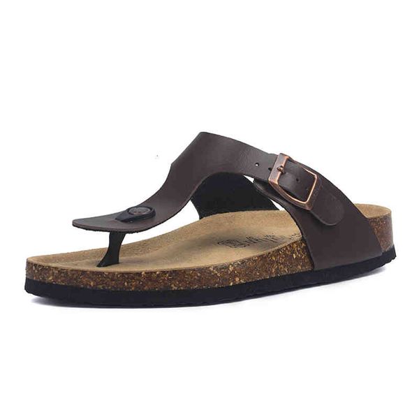 

slippers summer men cork pu leather 's sandals fashion flip flops for mule clogs footwear gzlb, Black