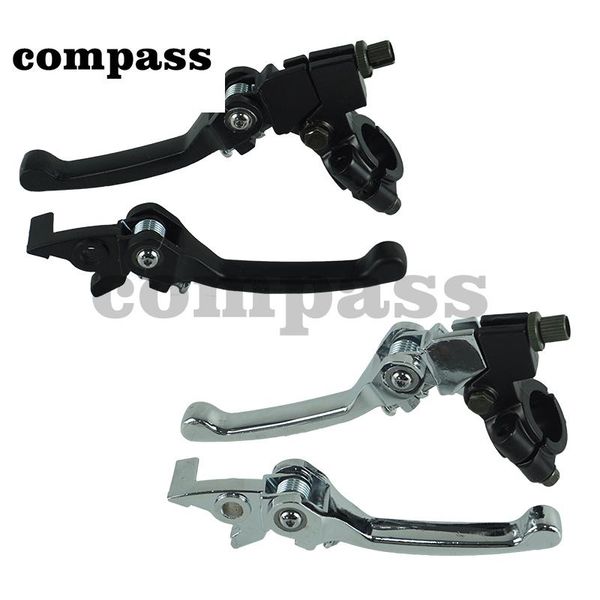 

motorcycle brakes 1 pair pit dirt bike black and chrome folding back brake clutch lever set 50cc 110cc 125cc 140cc 160cc 200cc