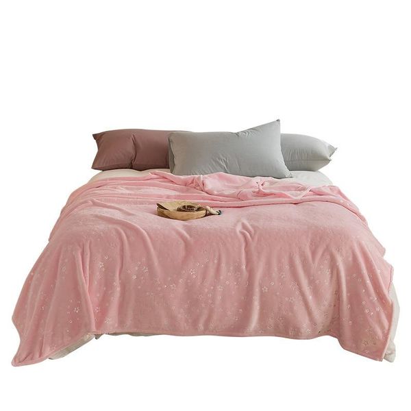 

blankets winter blanket white pink blue coral fleece gold mink bronzing printing soft warm on the bed thickness