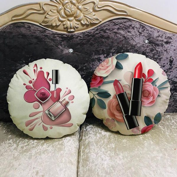 

cushion/decorative pillow diameter 45cm hand painted flowers lipstick bottles round cushion cover and sofa case home decorative yx833