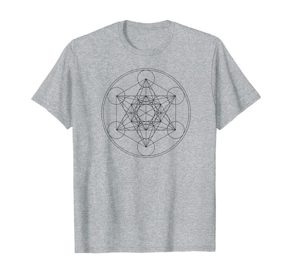 

metatrons cube sacred geometry yoga spiritual symbol 4d t-shirt, White;black