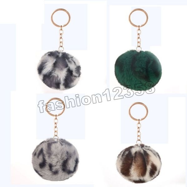 

fur-ball 8cm pom-pom key rings pompom artificial rabbit fur animal keychains for riend car bag key ring, Slivery;golden