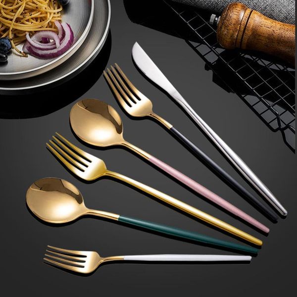 

stainless steel tableware set knife fork european western steak dessert spoon coffee dinnerware sets