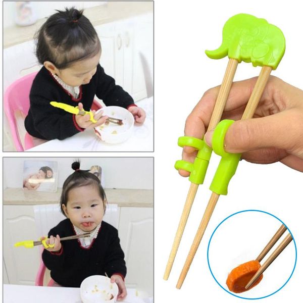 

chopsticks portable cartoon learning training kids helper with wooden clh@8