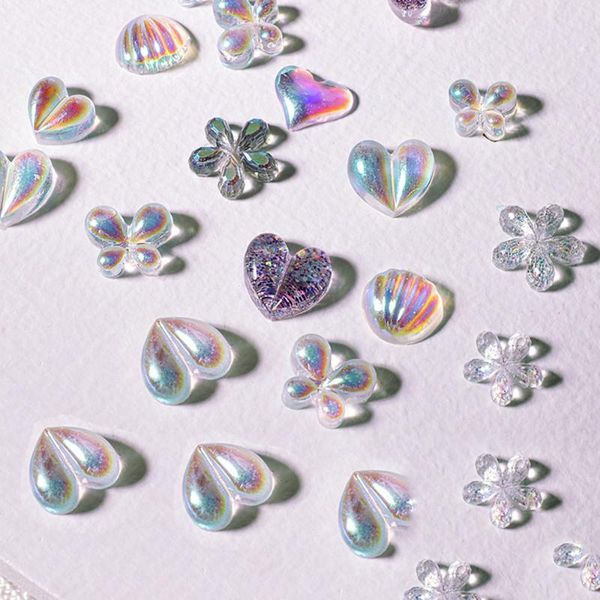 

aurora colorful nail sticker flower butterfly love heart shape diy decals foils wraps decorations art, Silver;gold