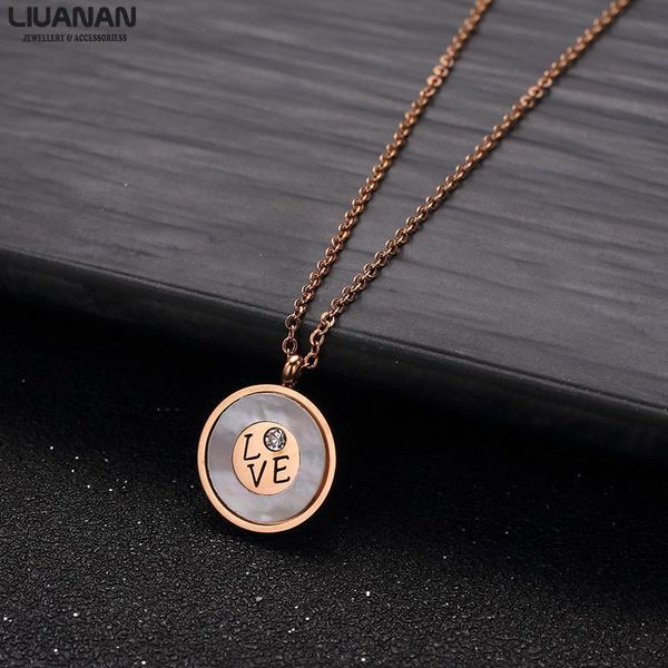 

pendant necklaces round necklace for women valentines day gift her girlfriend lover with shell inlay, Silver