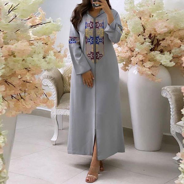 

elegant printed designer muslim womens dresses dubai abaya islam clothing long loose autumn robe casual femme vestido, Black;gray