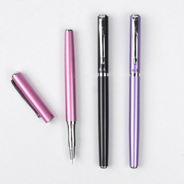 Wingsung черный / розовый / фиолетовый металлический фонтан Pen Office канцелярские товары классические 0.38 NIB писать ручки чернил для бизнес подарок1