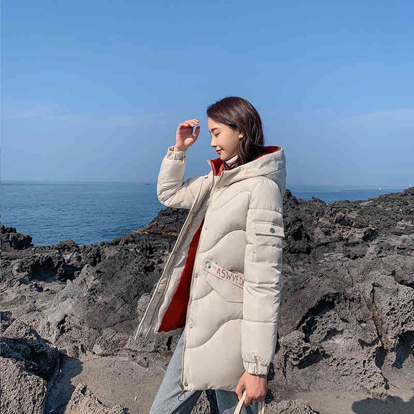 

back girls long fund winter clothes down cotton little chap self-cultivation bread serve cotton-padded jacket loose coat, Black