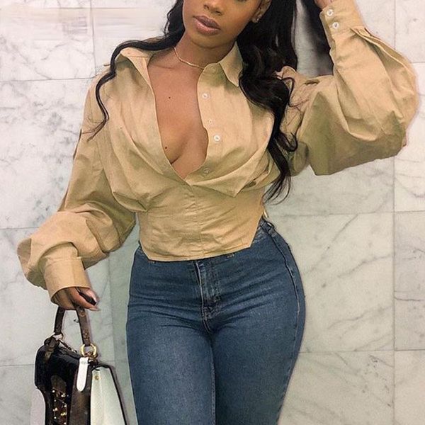 

women's t-shirt oversize solid elegant clothing women 2021 spring fashion ol cardigan long sleeve shirts for loose turn-down collar top, White