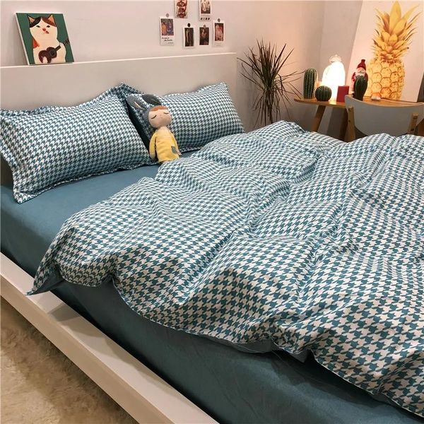 

bedding sets green grid duvet cover 220x240 pillowcase 3pcs,bedding set,200x230 quilt cover,blanket cover, bed sheet, double  king size