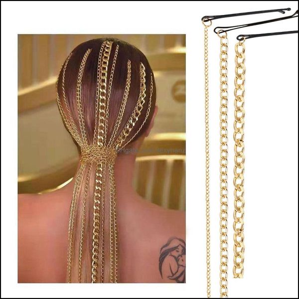 Clip Barrettes Gioielli Parrucca Estesa Artiglio d'oro Catene di gioielli Clip Catena per capelli Fornitura diretta Moda Copricapo Nappa Capelli13800 Aessories Dro