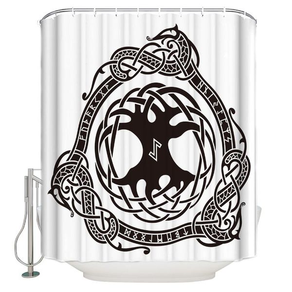 

shower curtains viking pattern black ancient history medieval curtain waterproof polyester bath