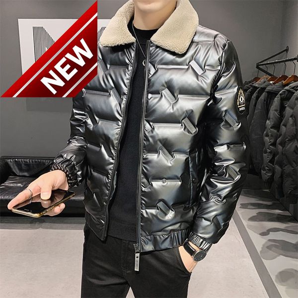 

black duck down jacket men parkas 2021 winter lamb fur collar white kurtka zimowa s clothing