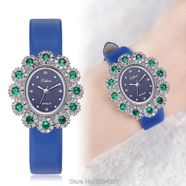 

wristwatches di feini ms. female models diamond watch waterproof casual fashion quartz birthday gift belt section, Slivery;brown