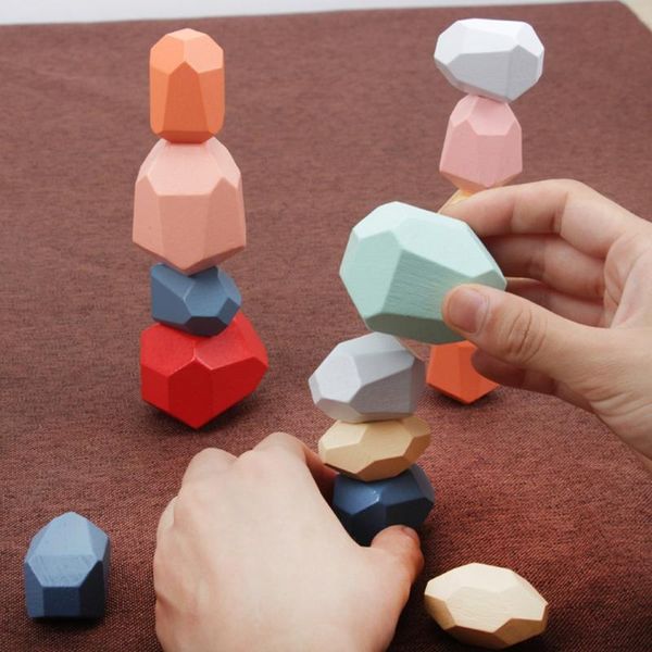 

decorative flowers & wreaths 20pcs children's wooden toys stacked stone building stacking rainbow game jenga set balancing blocks wood