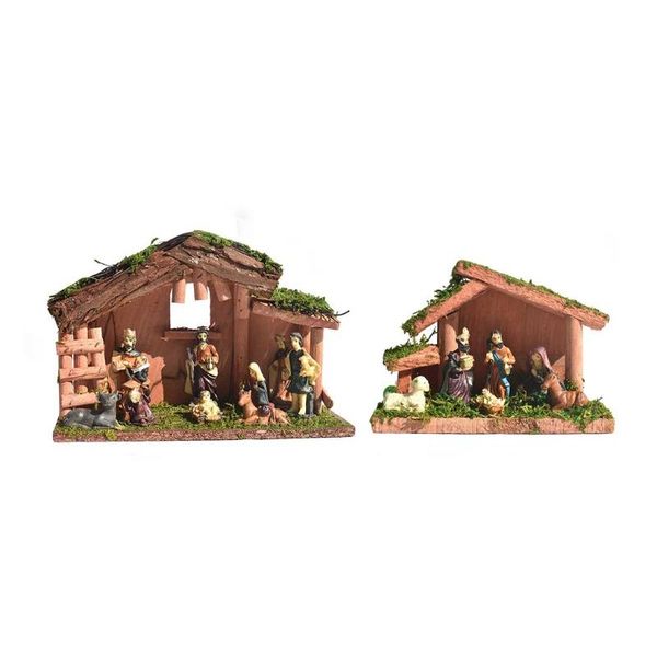 

nativity scene resin figurines ornament set stable for home church decoration decorative objects &