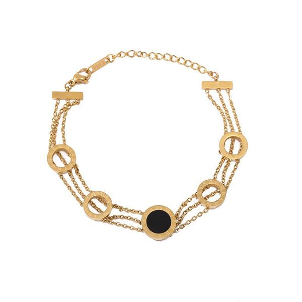 

link, chain european and american roman black shell titanium steel bracelet golden simple creative personality fashion jewelry